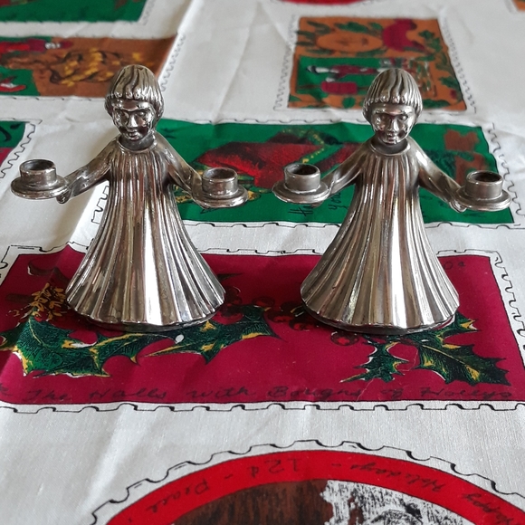 Silver-Plated Mini Altar Boy Candle Holders Made in Italy Set of 2 - Picture 1 of 11